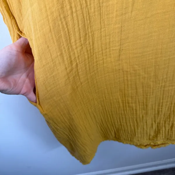 Eileen Fisher Dress 100% Organic Cotton Women Small‎ Yellow Gauze Shift Coastal - Image 4
