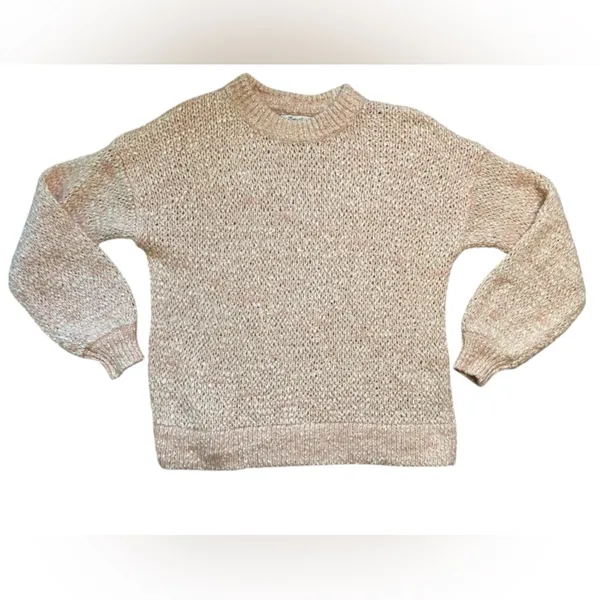 Madewell Light Pink Cotton Wool & Alpaca Blend Crewneck Oversized Baez Sweater - Image 5