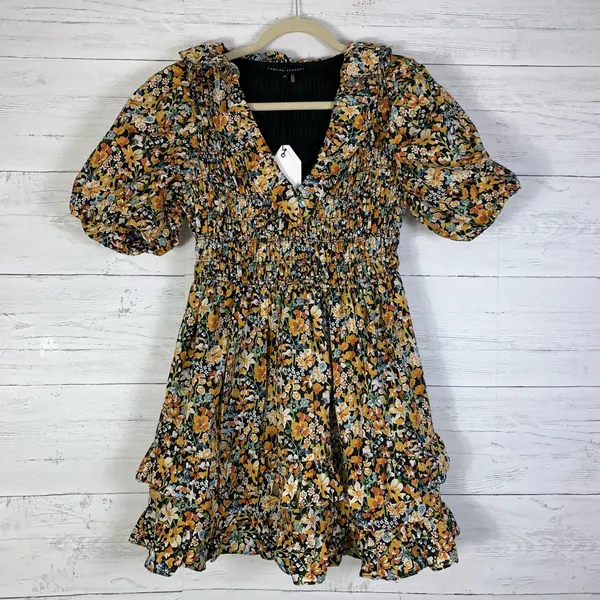 English Factory plunge V smocked floral mini dress XS - Image 4