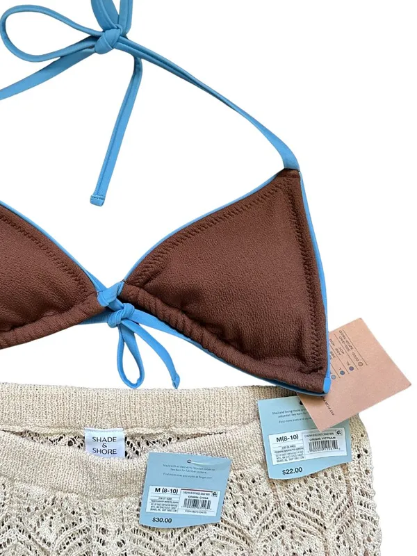 NWT Shade & Shore Crochet Cover Up Pants Set Boho Beach Vacation Medium - Image 9