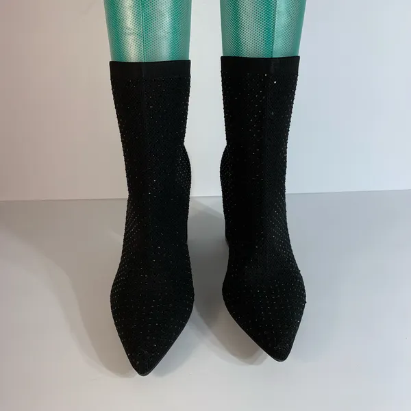 Altar'd State Sylvana black knit rhinestone booties size 8.5M - Image 2