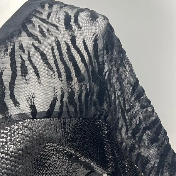 MEK XL black sequin zebra print mesh top - Image 2