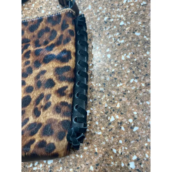 Convalore Leopard Everyday. Crossbody Bag Italian Haircalf Leather Whipstitch - Image 3