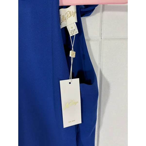 Lilly Pulitzer Alaric Maxi Dress Blue Med Halter Bow Back 017058 Size 0 - Image 5