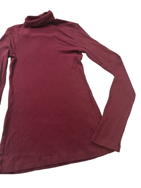 Splendid Burgundy Ribbed Turtleneck Sweater Long Sleeve Top Basic Medium Women's - Image 5