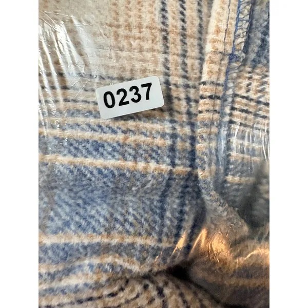 Active USA Blue Tan‎ Plaid Wool Blend Shacket Button Front Jacket Large J12525 - Image 6