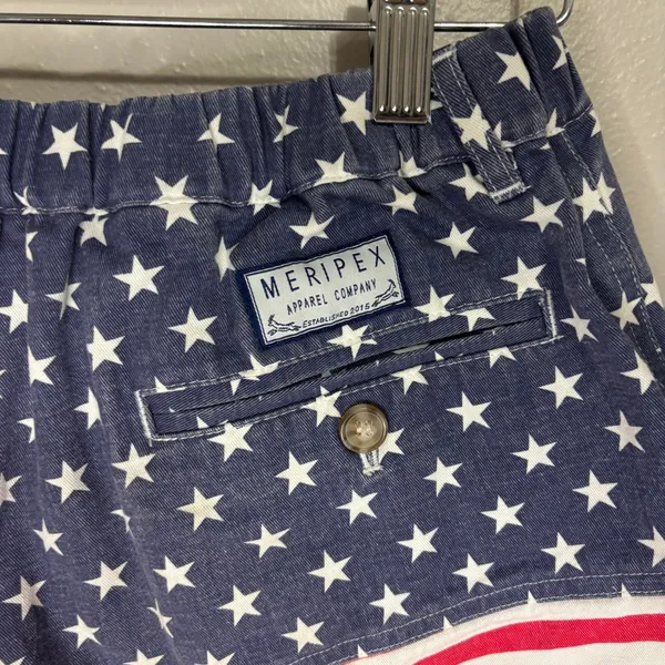 Meripex Apparel American Flag Shorts Red White Blue Patriotic Stars Stripes M - Image 5