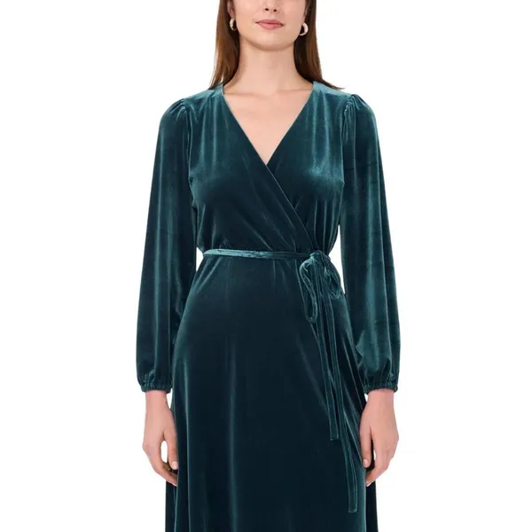NWT Msk Womens Long-Sleeve Stretch Velvet Dress 93017220X Emerald Green XL - Image 3
