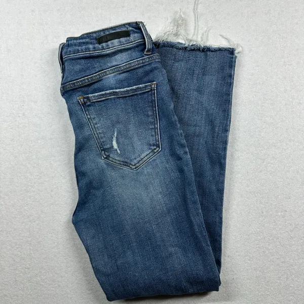 Risen Women’s High Rise Distressed Jeans Size 29 Raw Hem Skinny Ankle - Image 2