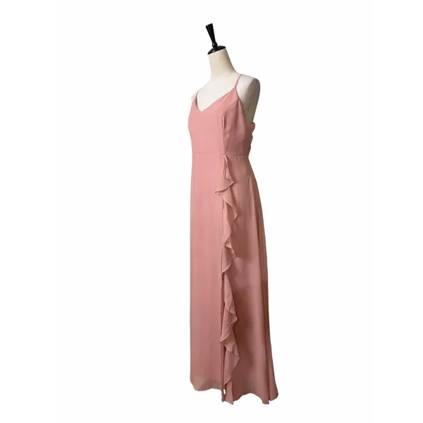 Birdy Grey Theresa Chiffon Gown Size L Ruffle Bridesmaid Dress Dusty Rose NWT - Image 6