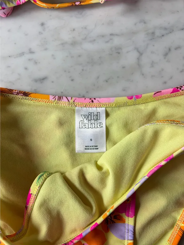 Yellow & Pink Floral Wild Fable Bikini Set Sz S - Image 4
