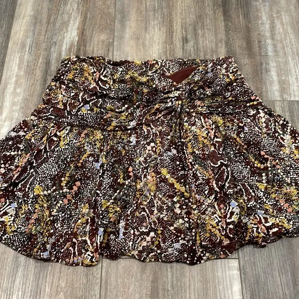 Free People Brown Snake Print Saturday Sun Mini Skirt size 6 - Image 5