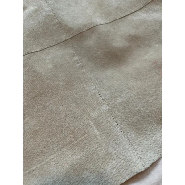 i.e. Tan Suede Leather Mini Skirt A-Line Beige Size 16 Vintage Style - Image 7
