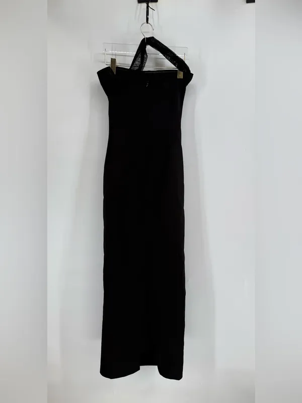 Babyboo black maxi dress with mesh scarf accent size medium - Image 2