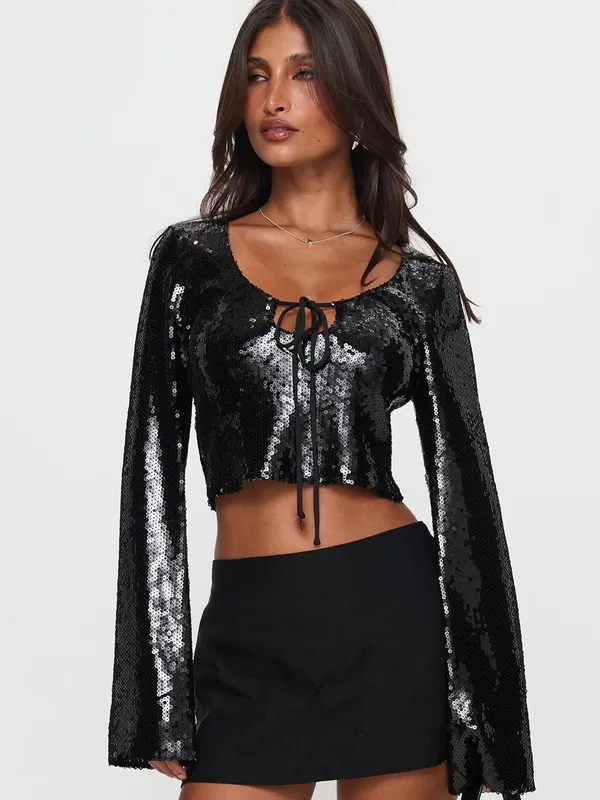 Princess Polly new black sequin top - Image 2