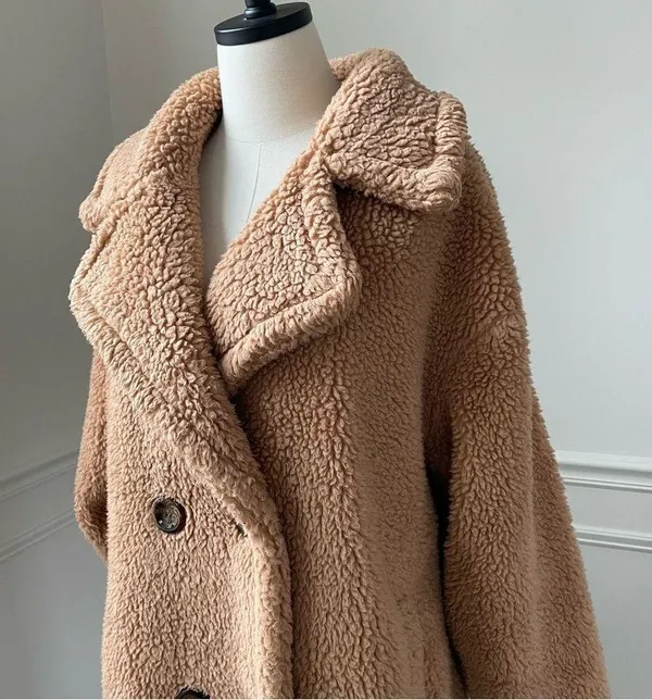 Jayley Mocha Faux Shearling Coat OSFM - Image 6