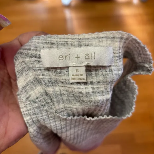 Anthropologie Eri + Ali Gray Tenley Preppy Ribbed Office Basics Mock Neck Top S - Image 7