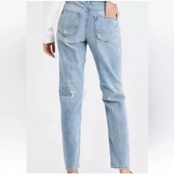 American Eagle‎ Mom Jeans Women's 8 Short Distressed High Rise Straight Leg Blue - Image 2