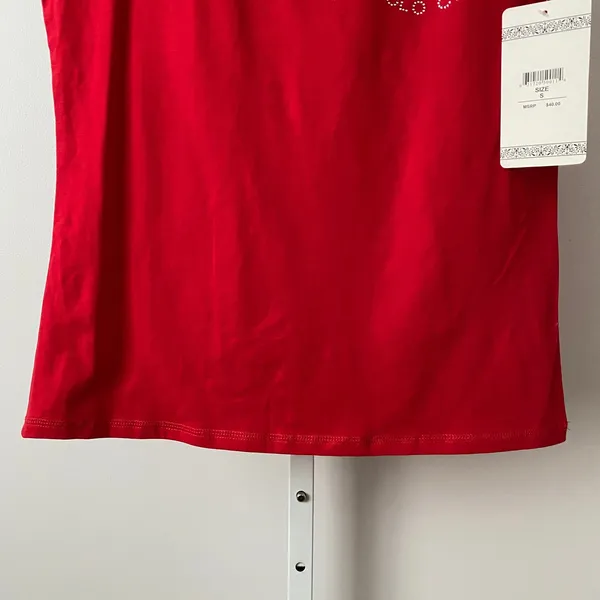 Beverly Hills Polo Club Cotton Sporty Chic Rhinestone Tank Top S‎ Red - Image 3