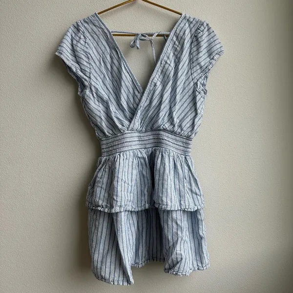 American Eagle Garden Party Ruffle Feminine Romantic Blue White Dress Size Mediu - Image 5