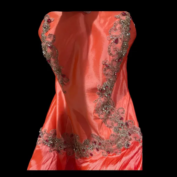 Riva Designs Strapless Beaded Coral Prom Gown NWT Size 6 - Image 8