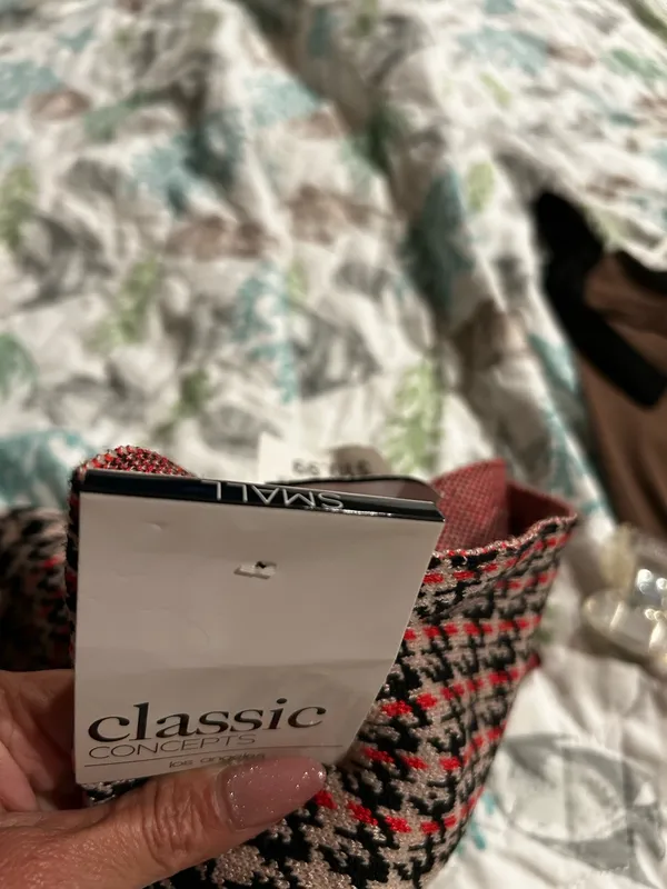 Classic Elements Midi Skirt in Black, Beige & Red Houndstooth Multiple - Image 2