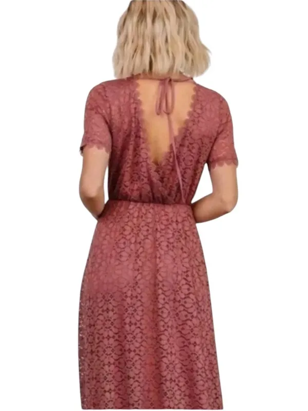 Baltic Born Venice Lace Maxi Dress Womens Size Small Burnt Orange - Image 3