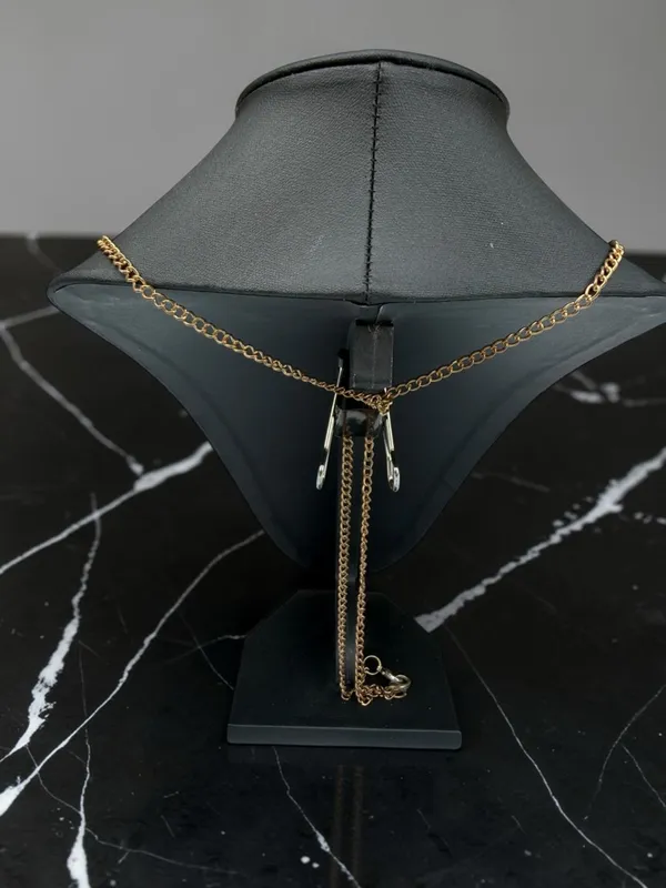 Whimsygoth Gold Leaf & Black Teardrop Charm Necklace Silver Orb Pendant - Image 4