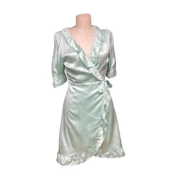 Hill‎ House The Nima Silk Wrap Dress in Mint Size Small - Image 2
