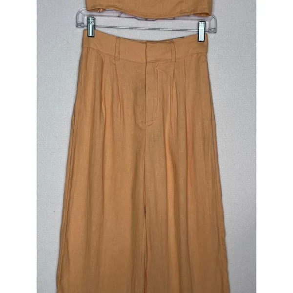 2020s Abercrombie & Fitch Peach Linen Corset Top & Wide Leg Pants Set NWT XS/S - Image 12