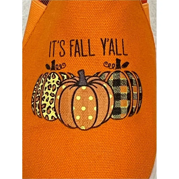 Orange Pumpkin “It’s Fall Y’all” Buffalo Plaid Canvas Slip On Sneakers Size 9.5 - Image 2