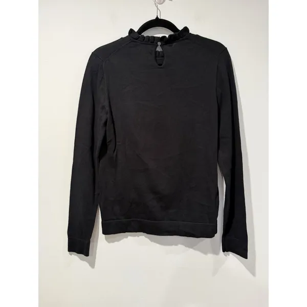 J Crew Sweater Womens Small Black 100% Cotton Lightweight Basic Layer Travel - Image 2