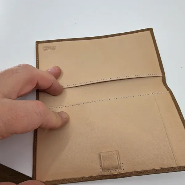 Coach Signature C Brown Canvas Leather Checkbook Cover - Image 3