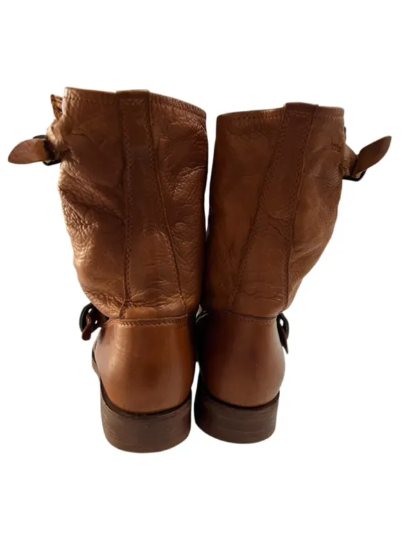 FRYE Veronica Shortie Ankle Moto Engineer Leather Boots Whiskey Cognac Size 7 - Image 5