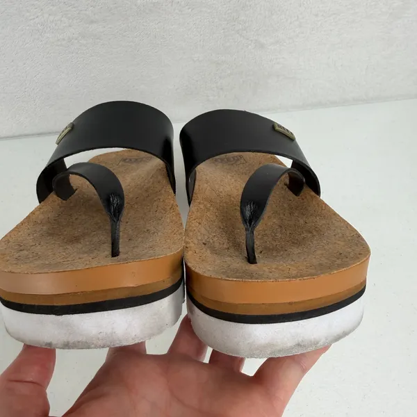 Reef 8 Cushion Sol Hi Black Cork Platform Thong Sandal Beach Casual Flatform - Image 7