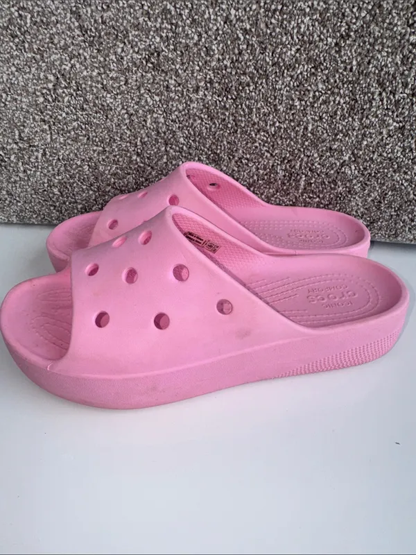 CROCS Womens Pink Slide Clogs - Image 2
