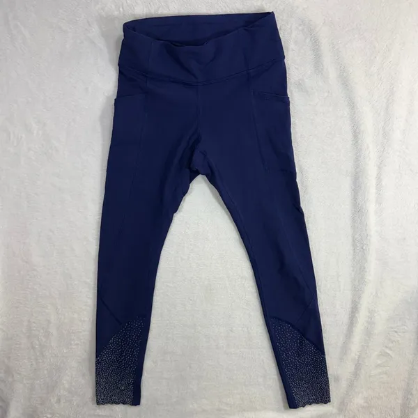 Lululemon XS Tight Stuff Navy Blue Reflective‎ Running Night Ankle Legging Gym - Image 2