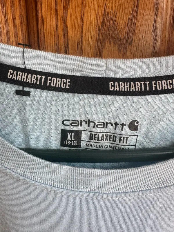 Women’s Carhartt Force Relaxed Fit Pocket T-shirt Light Blue Size XL New - Image 2