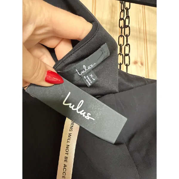NWT Lulus Black One Shoulder Chiffon Maxi Dress Bridesmaid Wedding Party Sz XL - Image 6