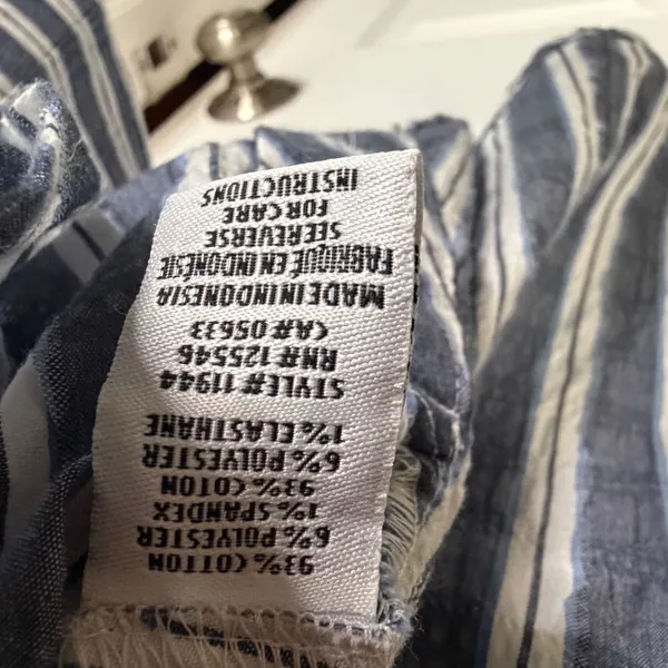 Habitat Clothes to Live In Blue White Striped Split Neck Side Button Top S 11944 - Image 4