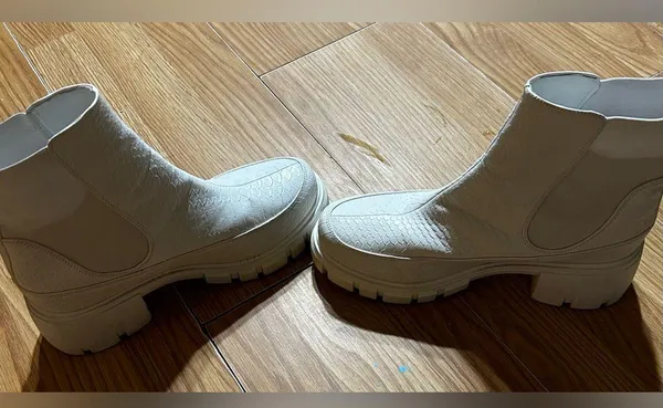 White Pierre dumas chunky heel combat style boots ladies 8 - Image 6