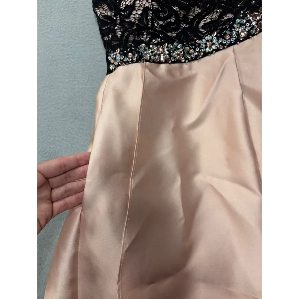 By & By Blush Size 1 Pink Black Sequin Lace Homecoming‎ Dress Pockets Size 1 - Image 13