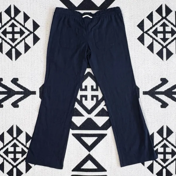 Roxy Oceanside Linen Blend Flare Beach Pants in Black Small - Image 12