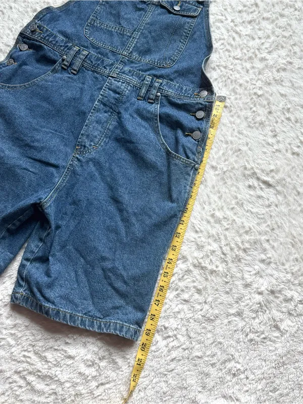 VTG 90s Y2K Union Bay Denim Overall Shorts Shortalls S Blue Jean Americana USA - Image 10