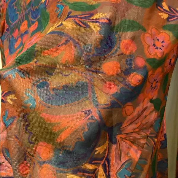 NATURAL LIFE Vibrant Floral Sheer Blouse - Image 4