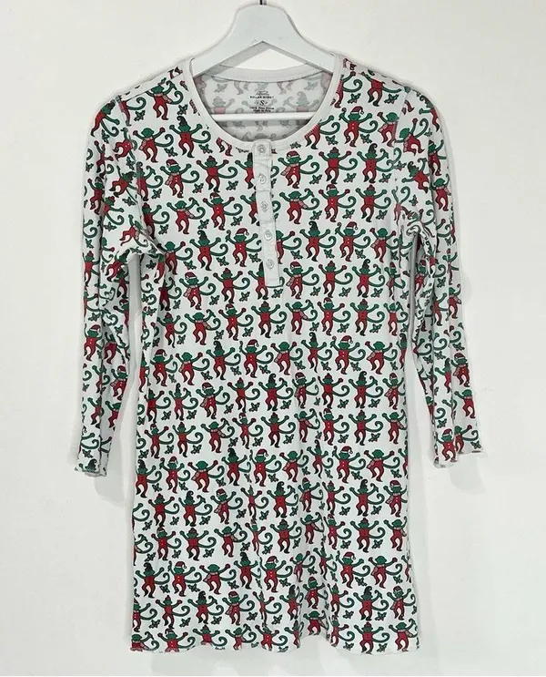 Roller Rabbit Monkey Mas Christmas Long Sleeves Pajama Top T-Shirt Size Small - Image 3