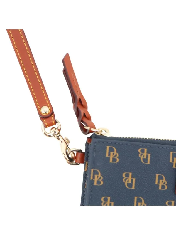 Dooney & Bourke Gretta Folded Zip Wristlet Wallet Signature Monogram Print Navy - Image 5