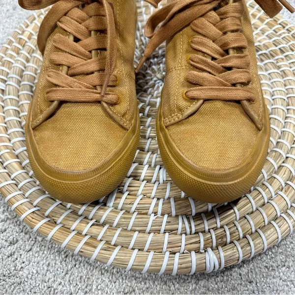 Frye Women’s Ludlow Low Top Yellow Canvas Lace Up Sneaker Shoes Size 8 - Image 2
