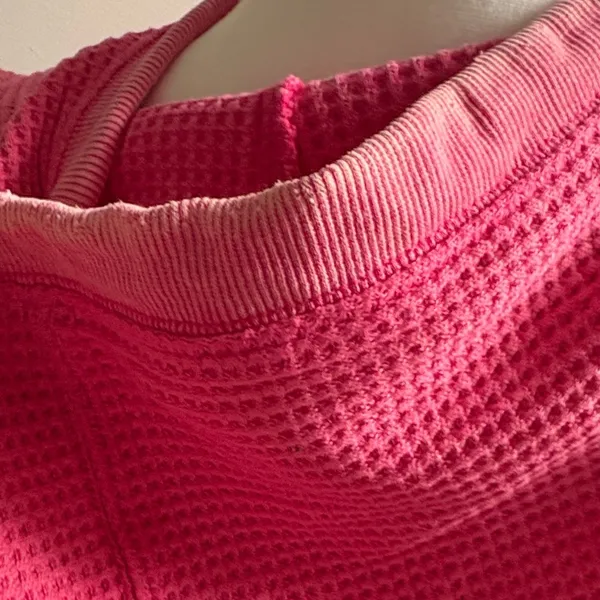 BiBi Hot Pink Acid Wash Waffle Knit Hoodie - Image 5