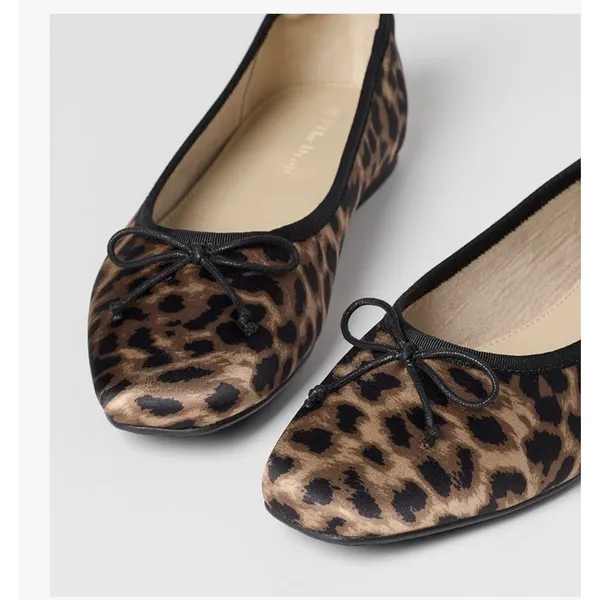 SM New York, Ballet Flats with Bow/Black Trim, Animal Print Women’s 10 NWT - Image 3
